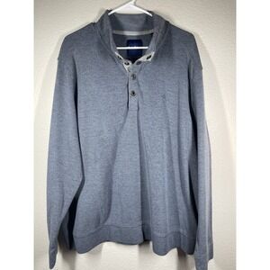 Tommy Bahama Knit Sweater Mens 2XL Flip Coast Snap Mock Neck Pullover Blue